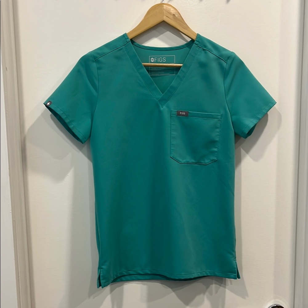 Figs Catarina One-Pocket Teal Scrub Top XXS